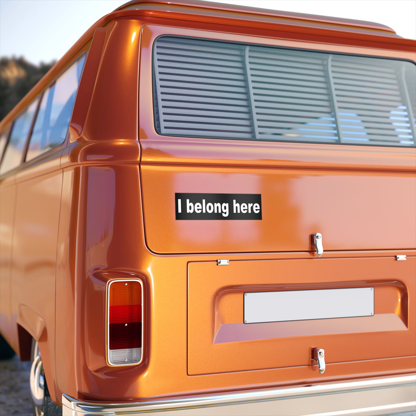 I belong here – bumper sticker – black